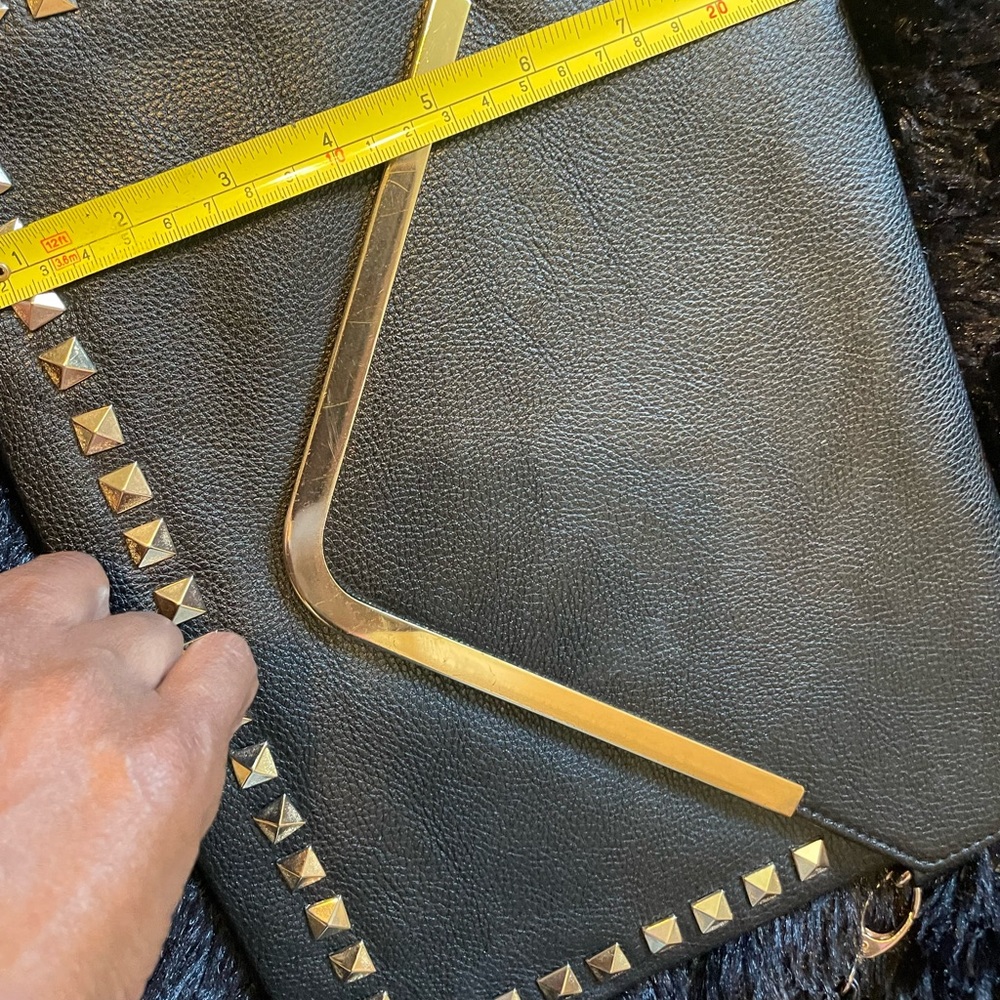 Black w/Gold Studs Clutch Bag - Picture 3 of 8